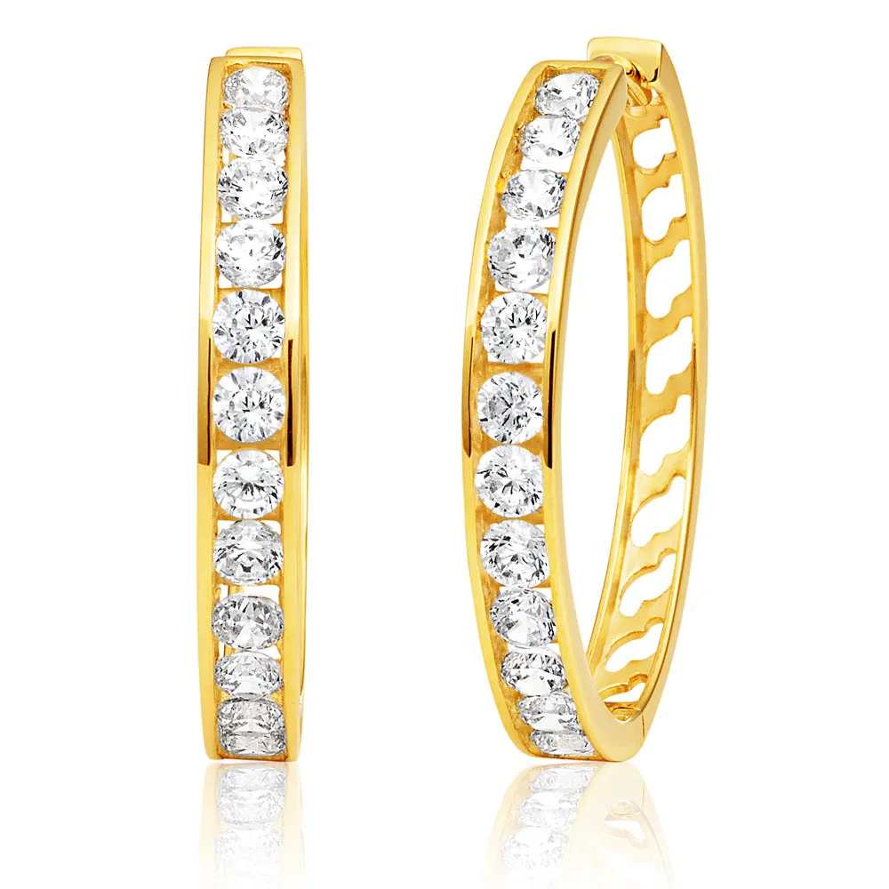 9ct Cubic Zirconia Hoop Earrings