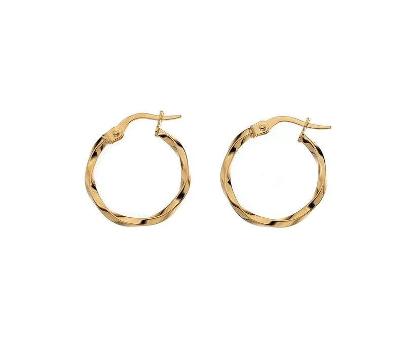 9ct Gold Twisted Hoop Earrings