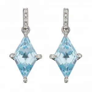 9ct Kite Shape Blue Topaz In White Gold Earrings GE2344T