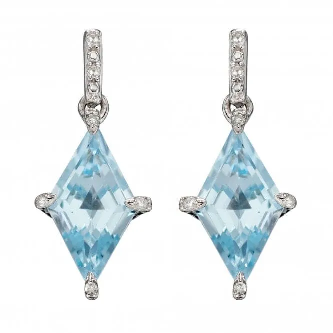 9ct Kite Shape Blue Topaz In White Gold Earrings GE2344T