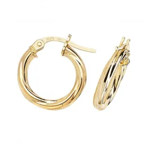 9ct Yellow Gold 10mm Hoop Earrings ER348