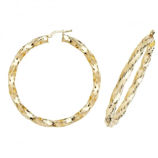 9ct Yellow Gold 60mm Hoop Earrings ER143