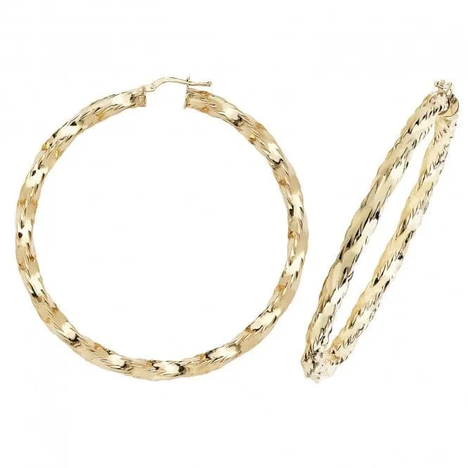 9ct Yellow Gold 60mm Hoop Earrings ER143