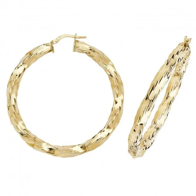 9ct Yellow Gold 60mm Hoop Earrings ER143