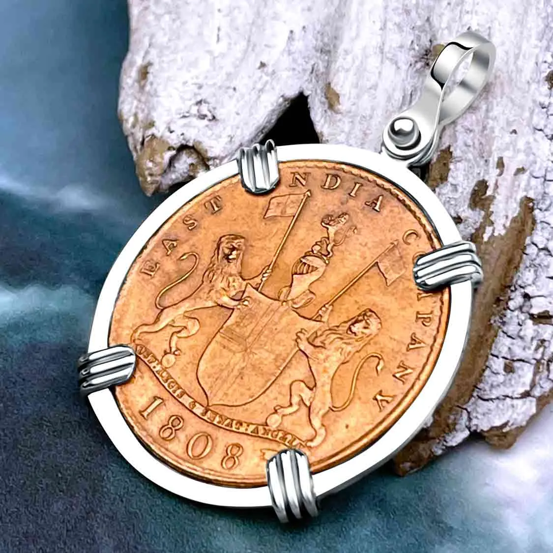 Admiral Gardner Shipwreck Ten Cash Coin Grade 1  14K White Gold Pendant | Artifact #8225