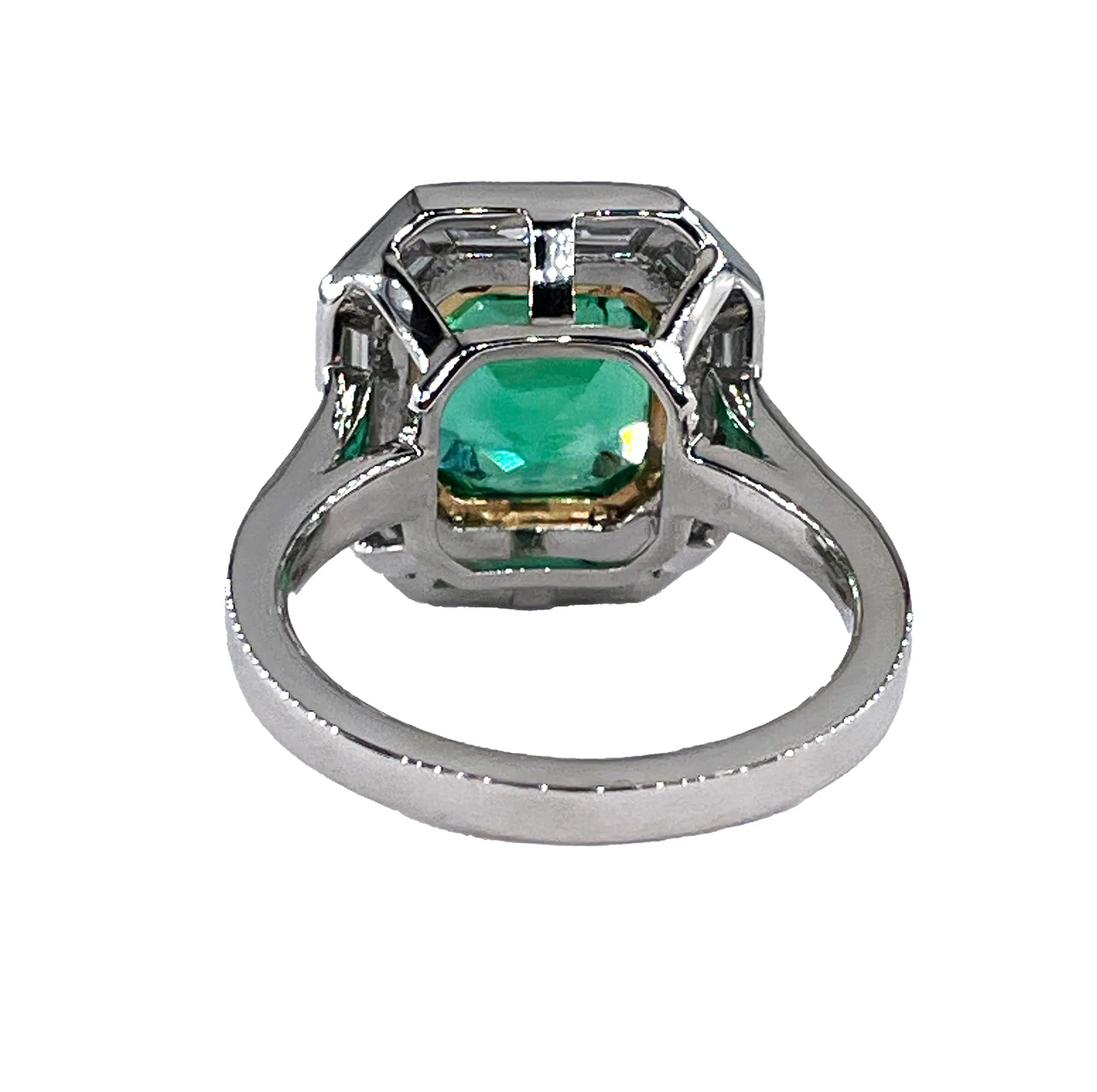 AGL Insignificant VVS 4.66ctw Natural Green Emerald Diamond Platinum 18k YG Ring