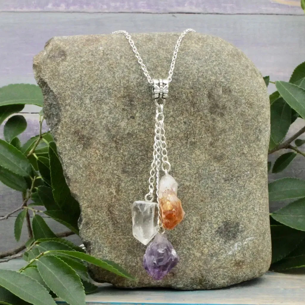 Amethyst, Citrine and Quartz Necklace