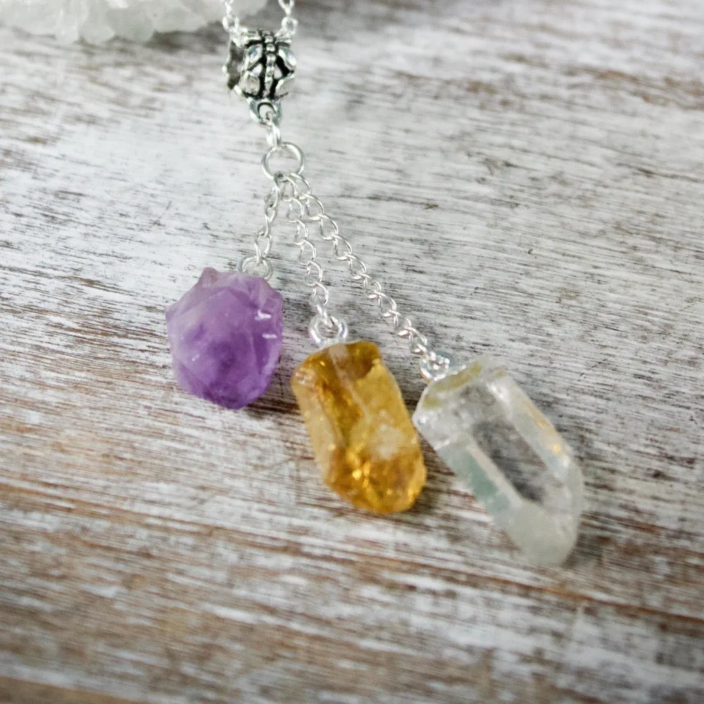 Amethyst, Citrine and Quartz Necklace