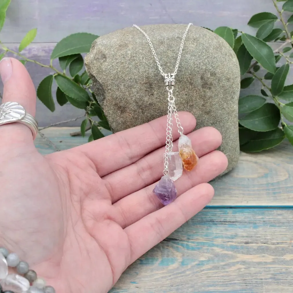 Amethyst, Citrine and Quartz Necklace