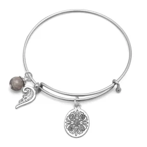 Angel Wing Charm Expandable Bangle Bracelet