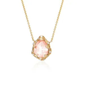 Baby Queen Water Drop Morganite Necklace with Sprinkled Diamonds