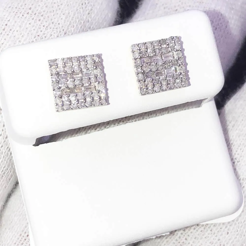 Baguette Square .55cttw Diamond Earrings 10K Yellow Gold