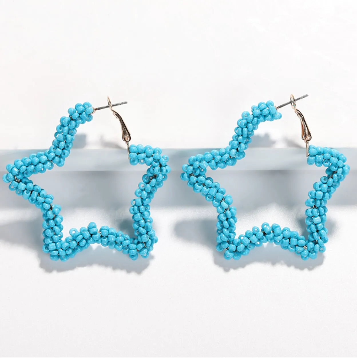 Beaded Star Hoop Earrings