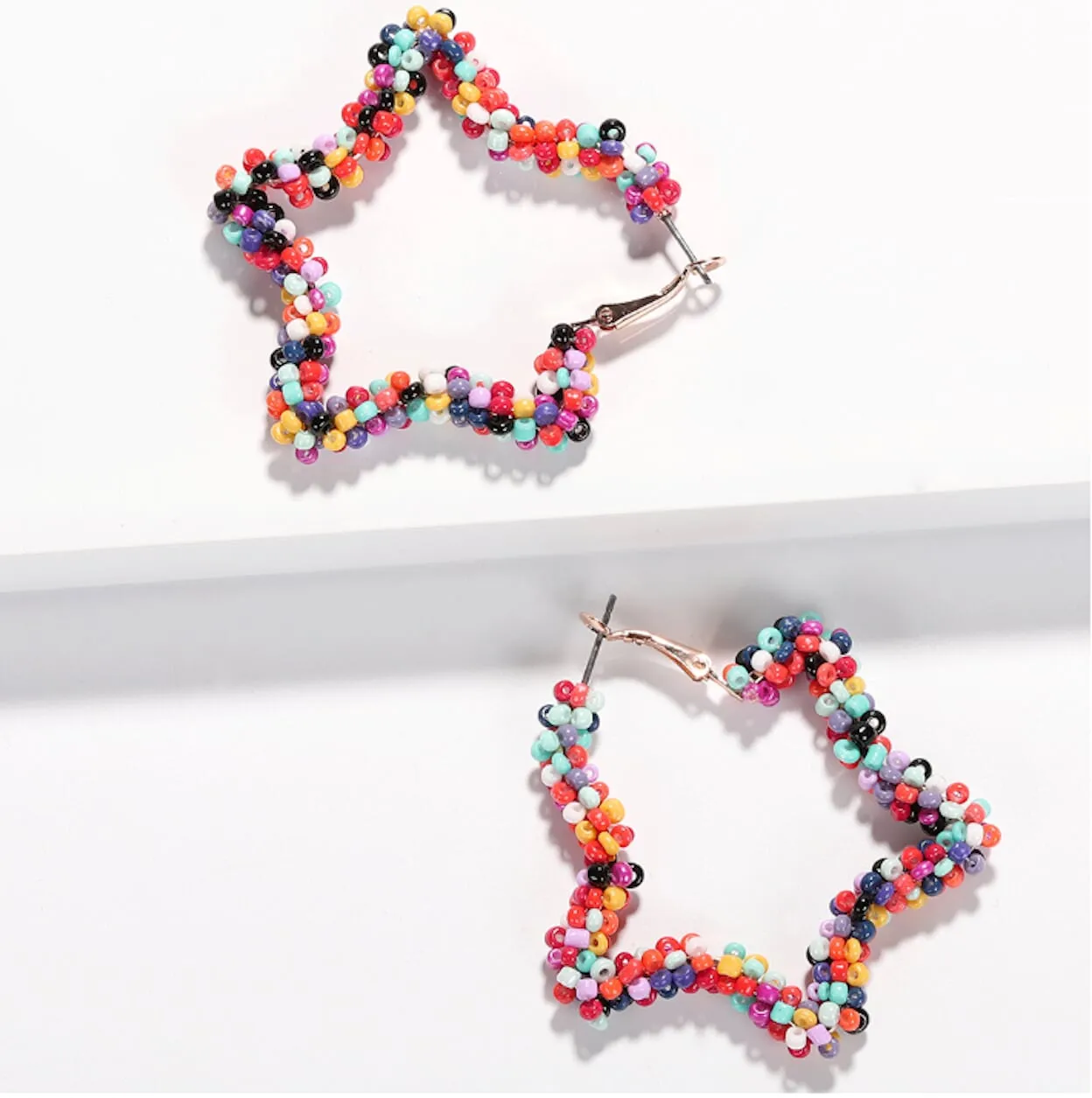 Beaded Star Hoop Earrings