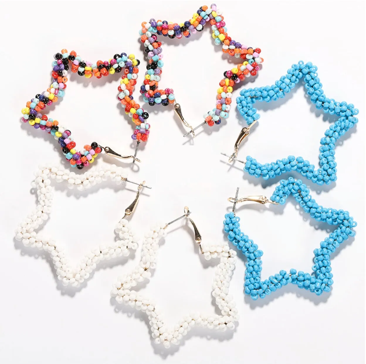 Beaded Star Hoop Earrings