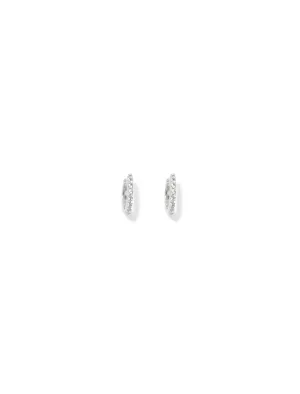 Bella Real Plated Cubic Zirconia Pave Huggie Hoop Earrings