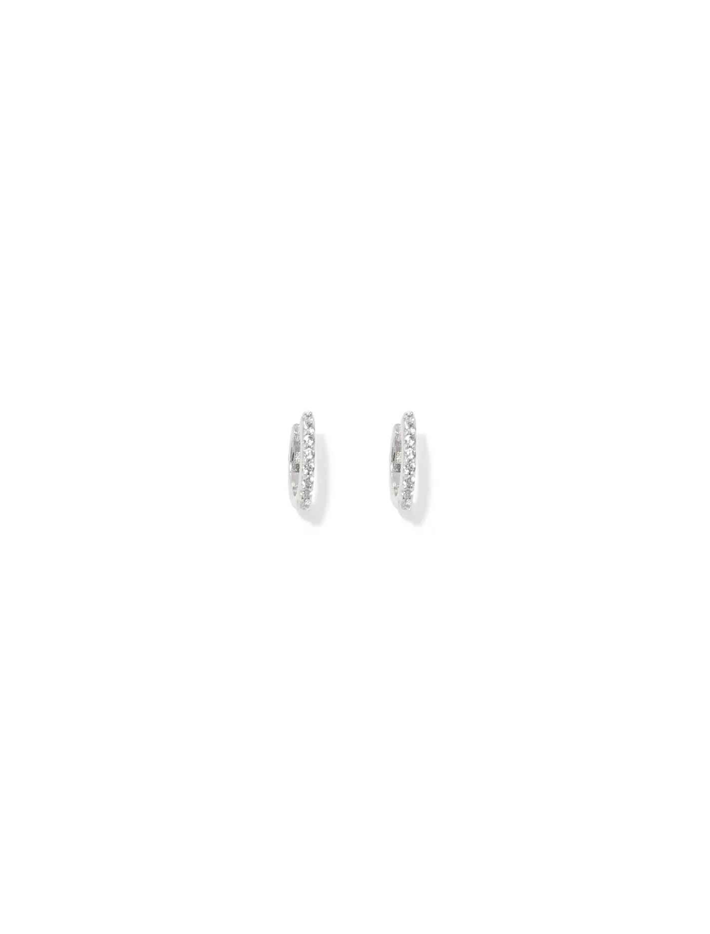 Bella Real Plated Cubic Zirconia Pave Huggie Hoop Earrings