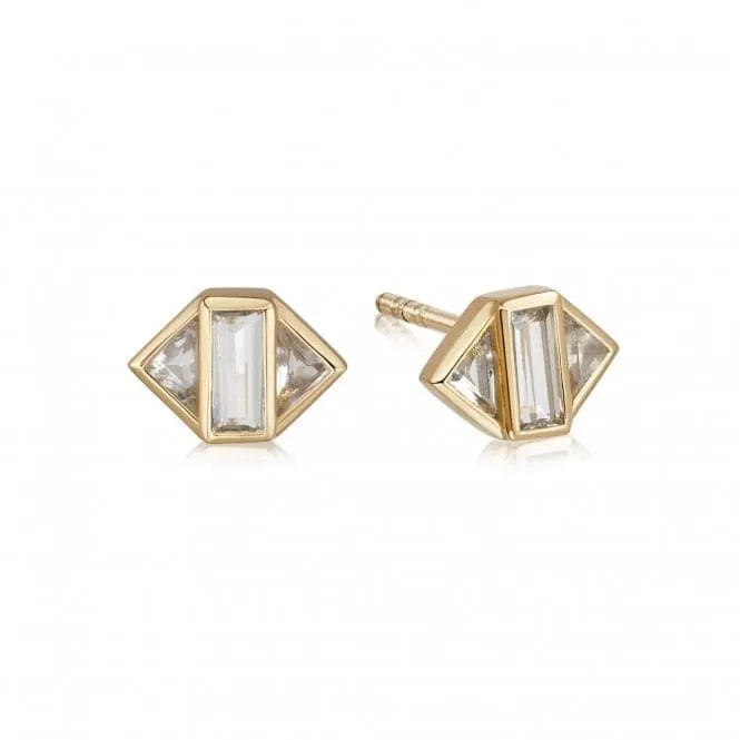 Beloved White Topaz Stud 18ct Gold Plated Earrings JE02_GP