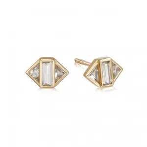 Beloved White Topaz Stud 18ct Gold Plated Earrings JE02_GP