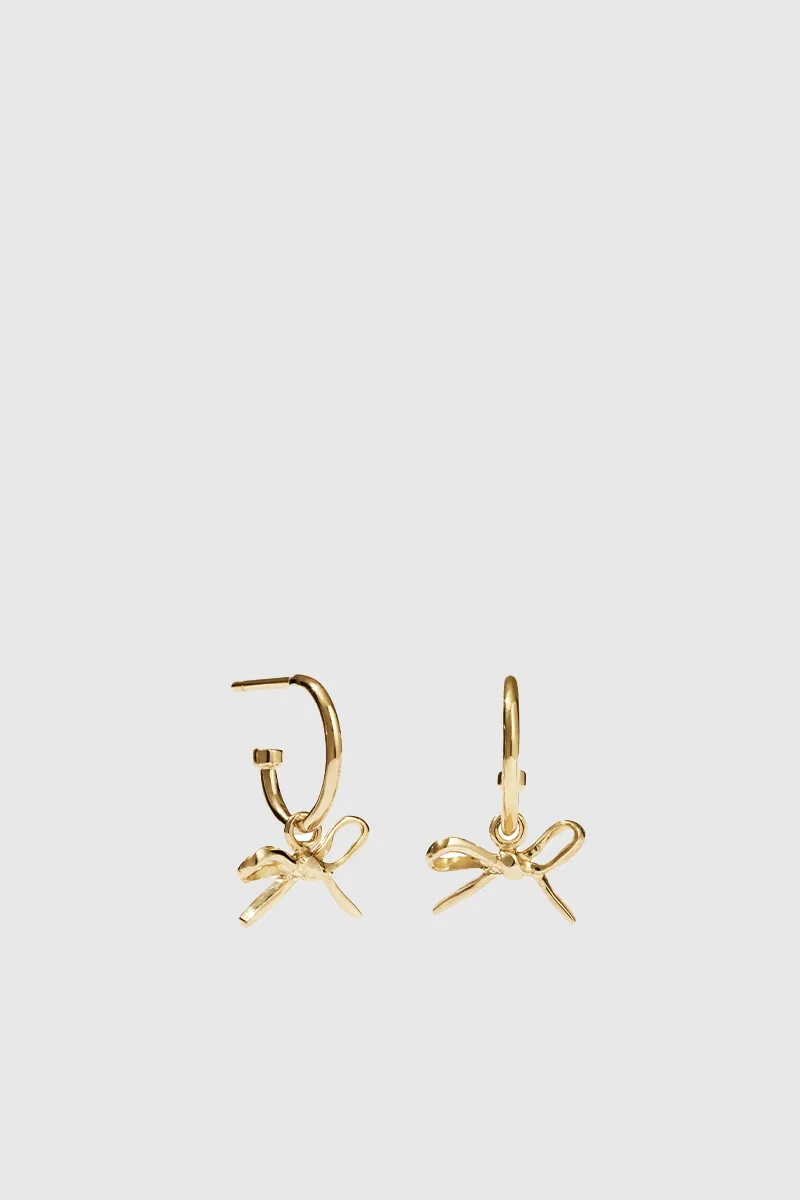 Bow Signature Hoop Earrings - Gold Plated