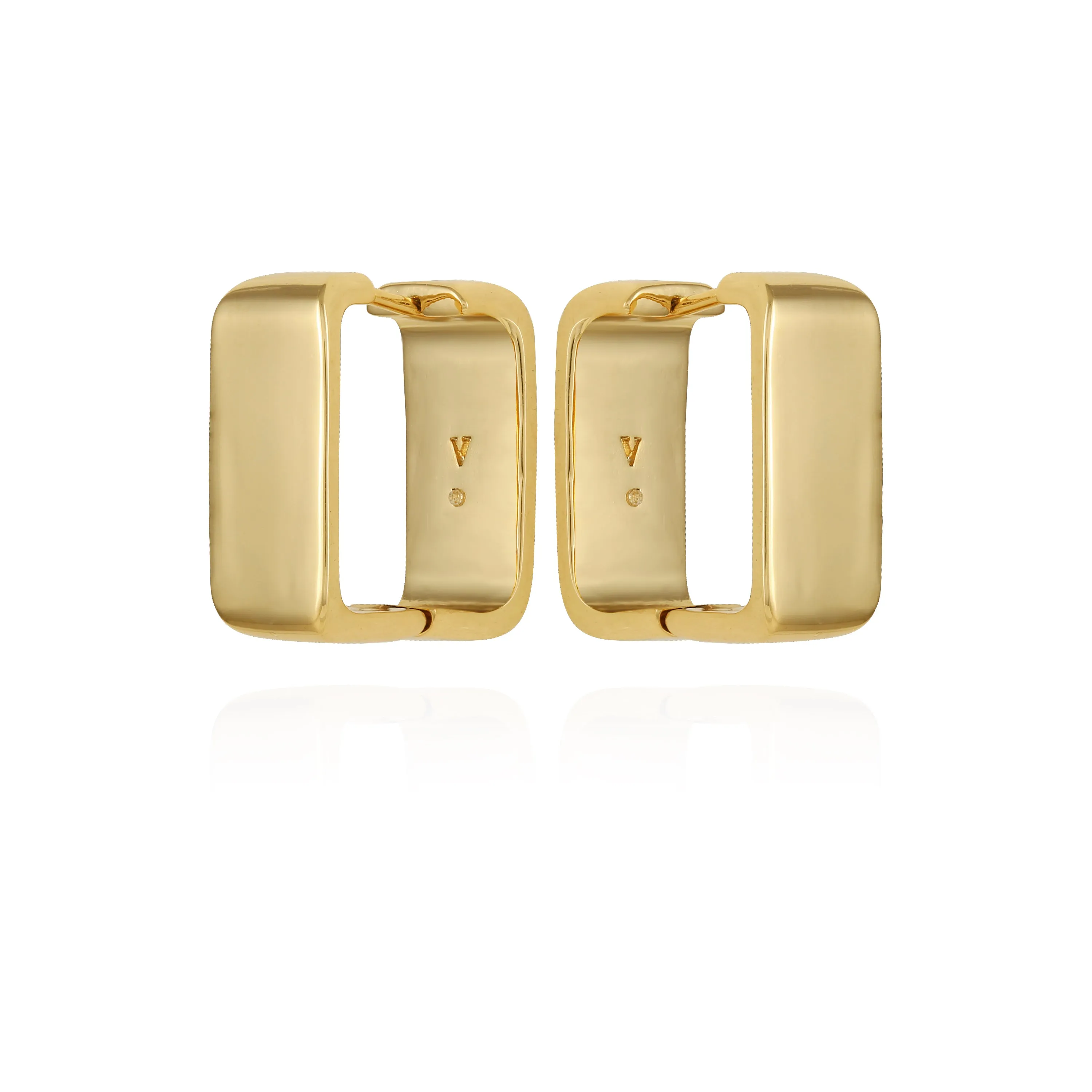 Brass Rectangle Hoop Earrings