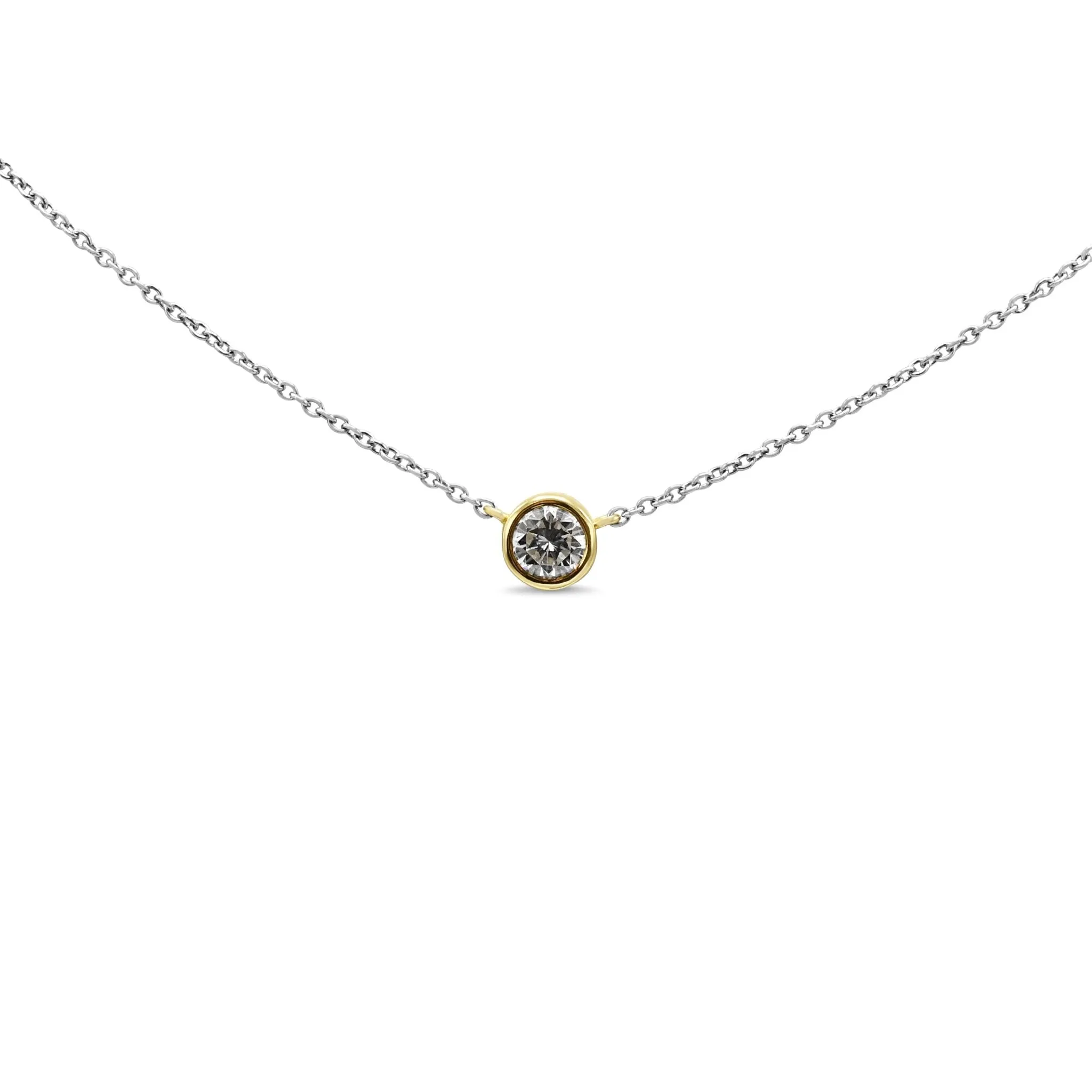 Brilliant Cut Diamond Pendant Necklace - Platinum / 18ct Yellow Gold