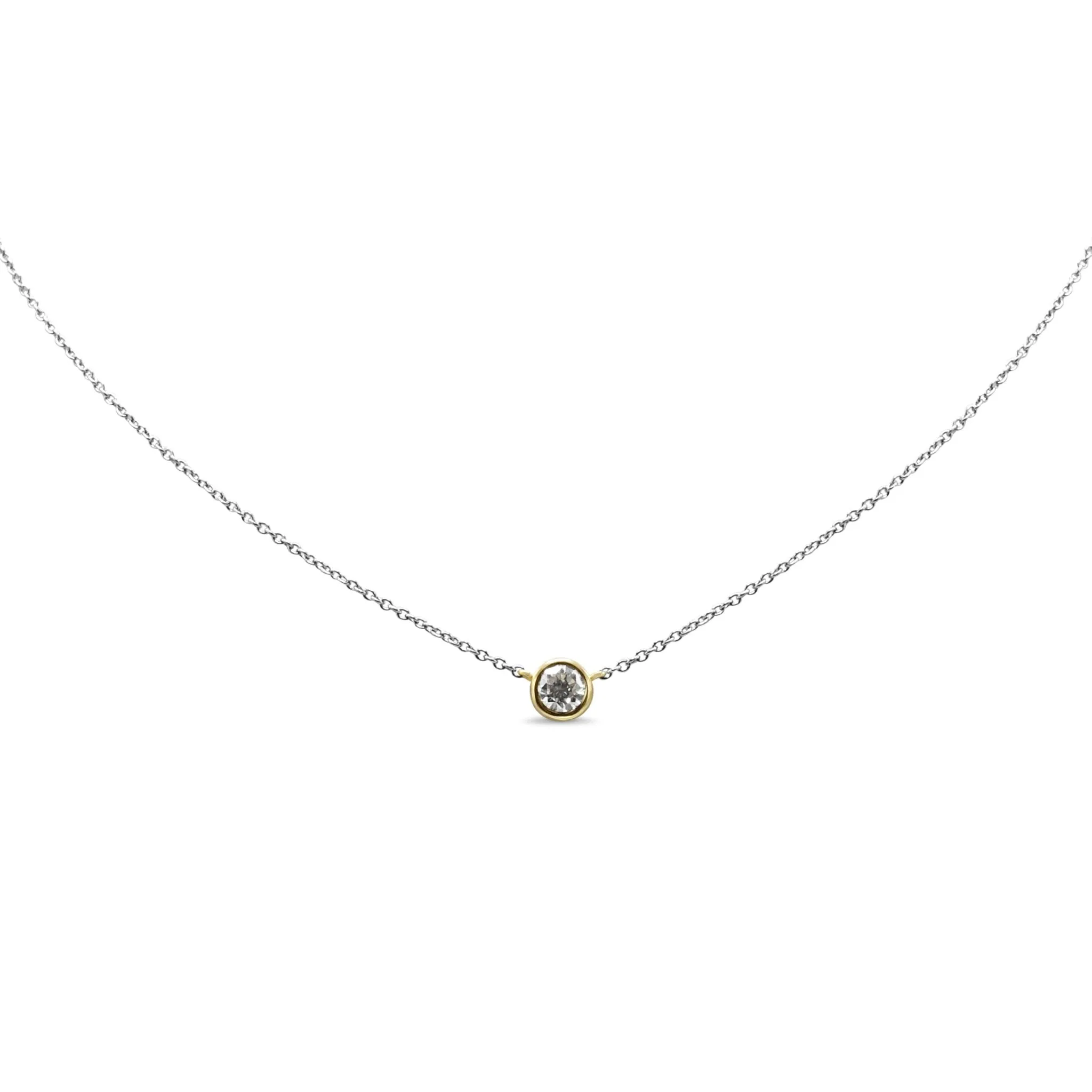 Brilliant Cut Diamond Pendant Necklace - Platinum / 18ct Yellow Gold