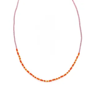 Carnelian and Seed Bead Necklace by Debbie Fisher