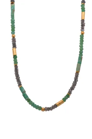 Chrysoprase and Labradorite 3mm Necklace Fair Trade 24K Gold Vermeil