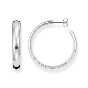 Chunky Hoop Earrings Medium Silver