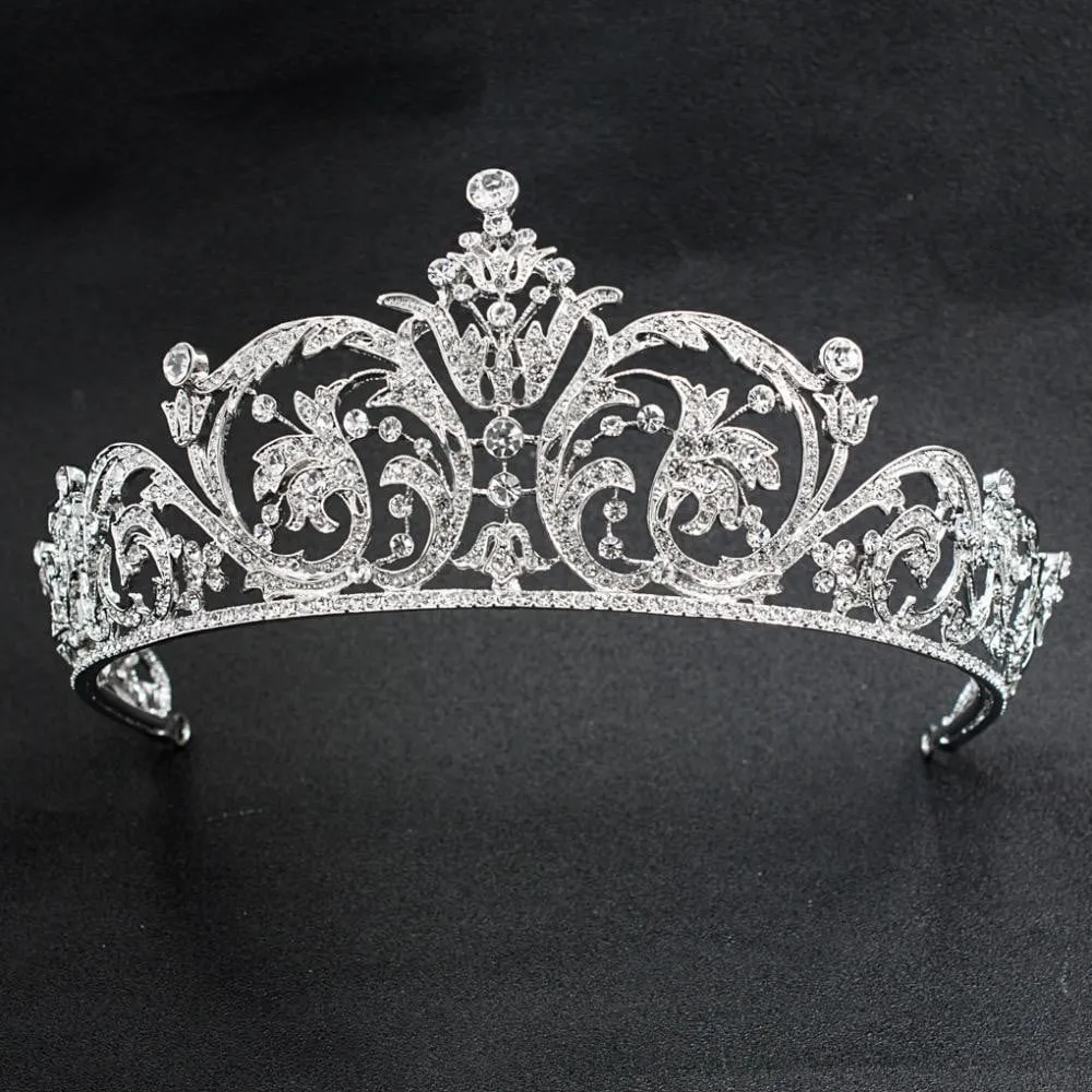 Classic Austrian Crystal 2/3 Round Wedding Bridal Tiara diadem XBY158L