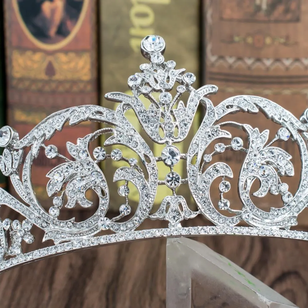 Classic Austrian Crystal 2/3 Round Wedding Bridal Tiara diadem XBY158L