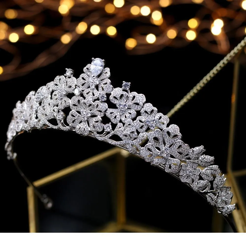 Classic Cubic Zircon Wedding Tiara Diadem for Bridal Hair Accessories HG7054