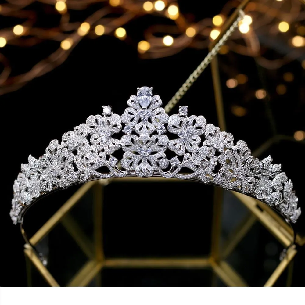 Classic Cubic Zircon Wedding Tiara Diadem for Bridal Hair Accessories HG7054