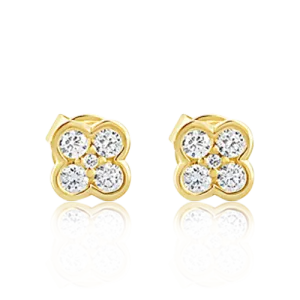 Clover Design Diamond Earrings