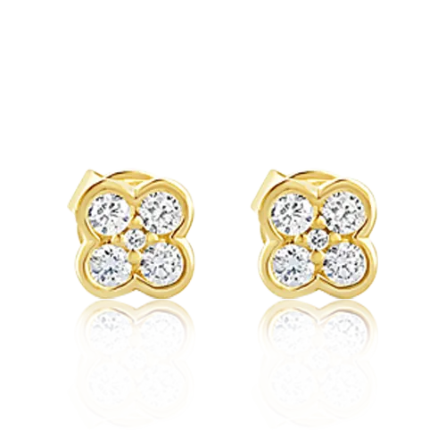 Clover Design Diamond Earrings