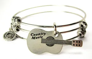 Country Music Guitar Triple Style Expandable Bangle Bracelet