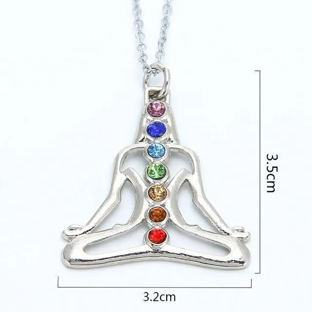 Crystal Stone 7 Chakra Necklace Chain Gemstone Swarovski Necklace