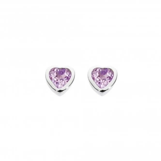 Dew Sterling Silver Dinky Amethyst Heart Stud Earrings 3035AM