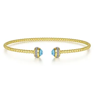 Diamond and Blue Topaz Bujukan Open Bangle