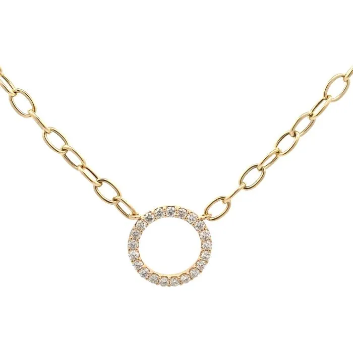 Diamond Circle Paper Clip Necklace