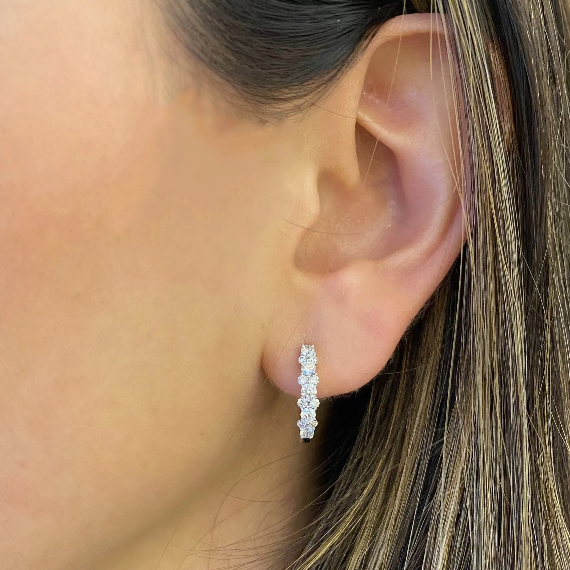 Diamond Cluster Hoop Earrings