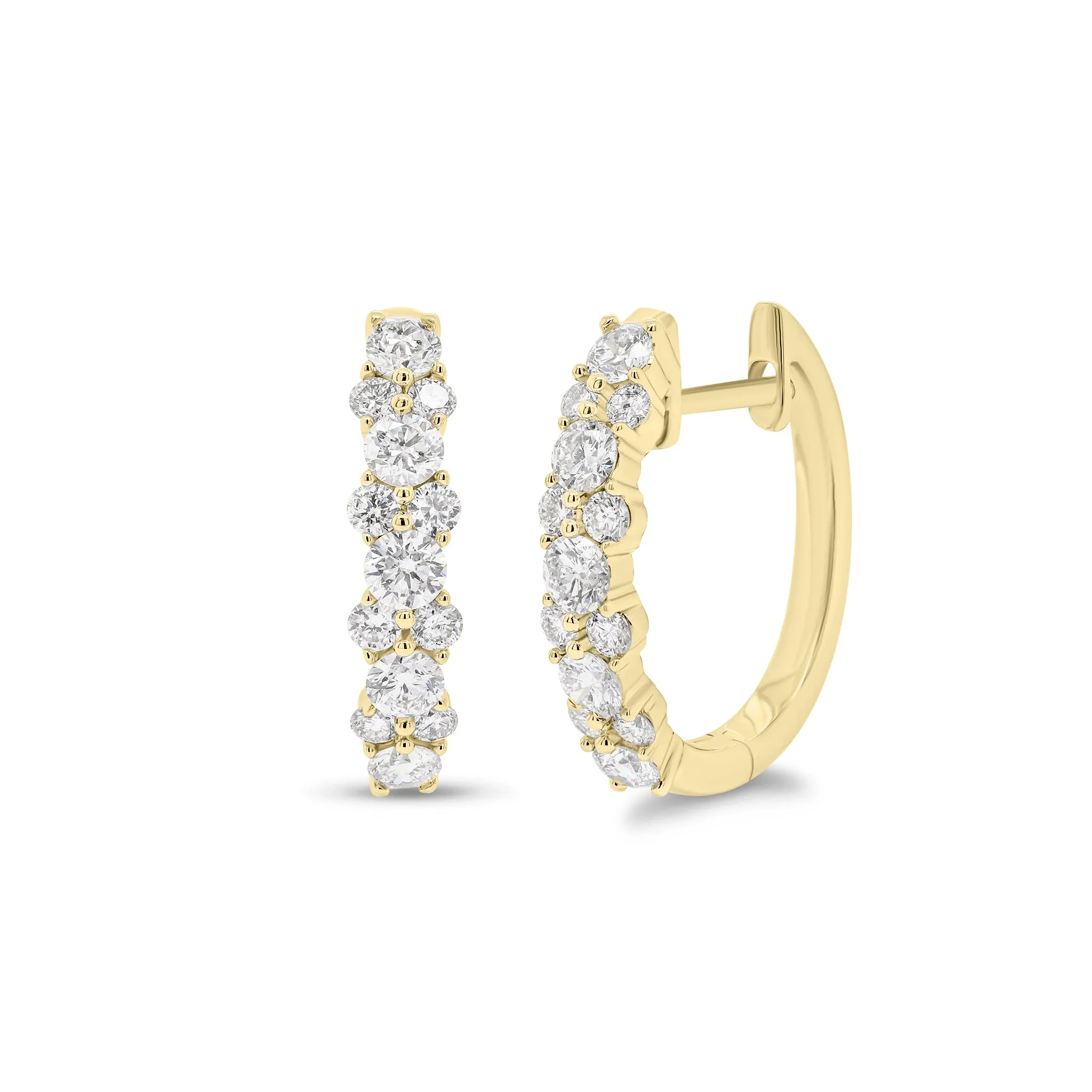 Diamond Cluster Hoop Earrings