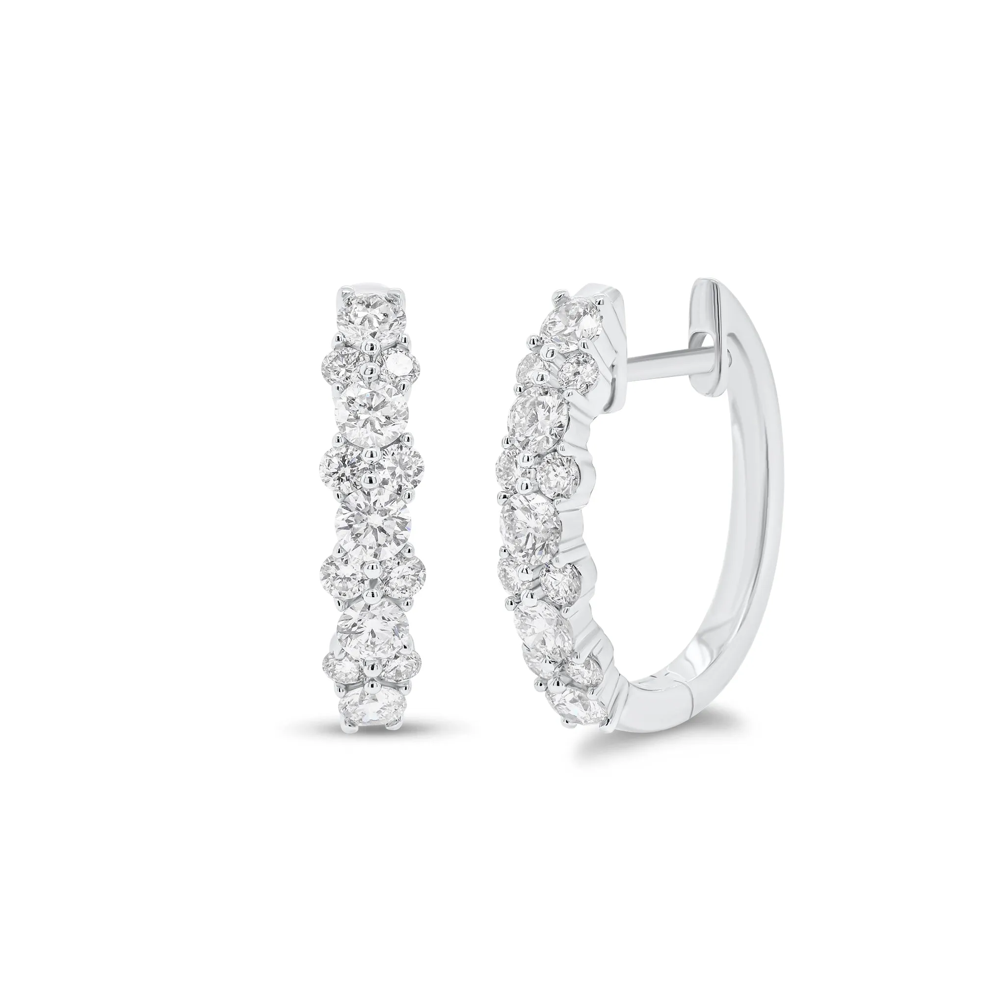 Diamond Cluster Hoop Earrings