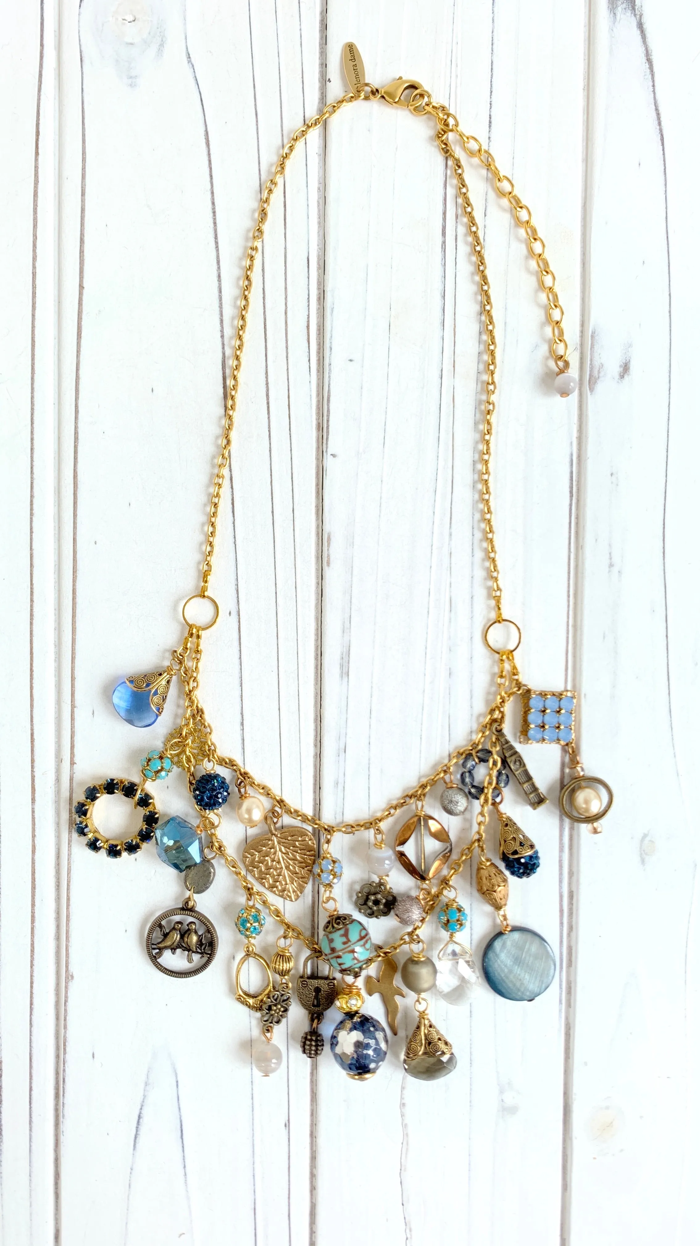 Double Dainty Blue Charm Necklace