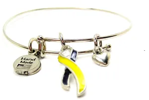 Down Syndrome Awareness Ribbon Expandable Bangle Bracelet