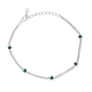 EMERALD STARS GOURMET SILVER BRACELET