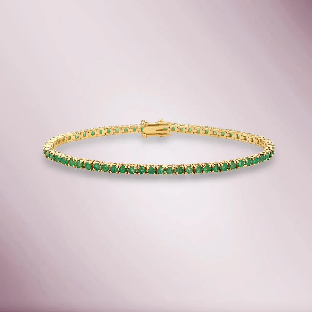 Emerald Tennis Bracelet (5.35 ct.) 3.00 mm 4-Prongs Setting in 14K Gold