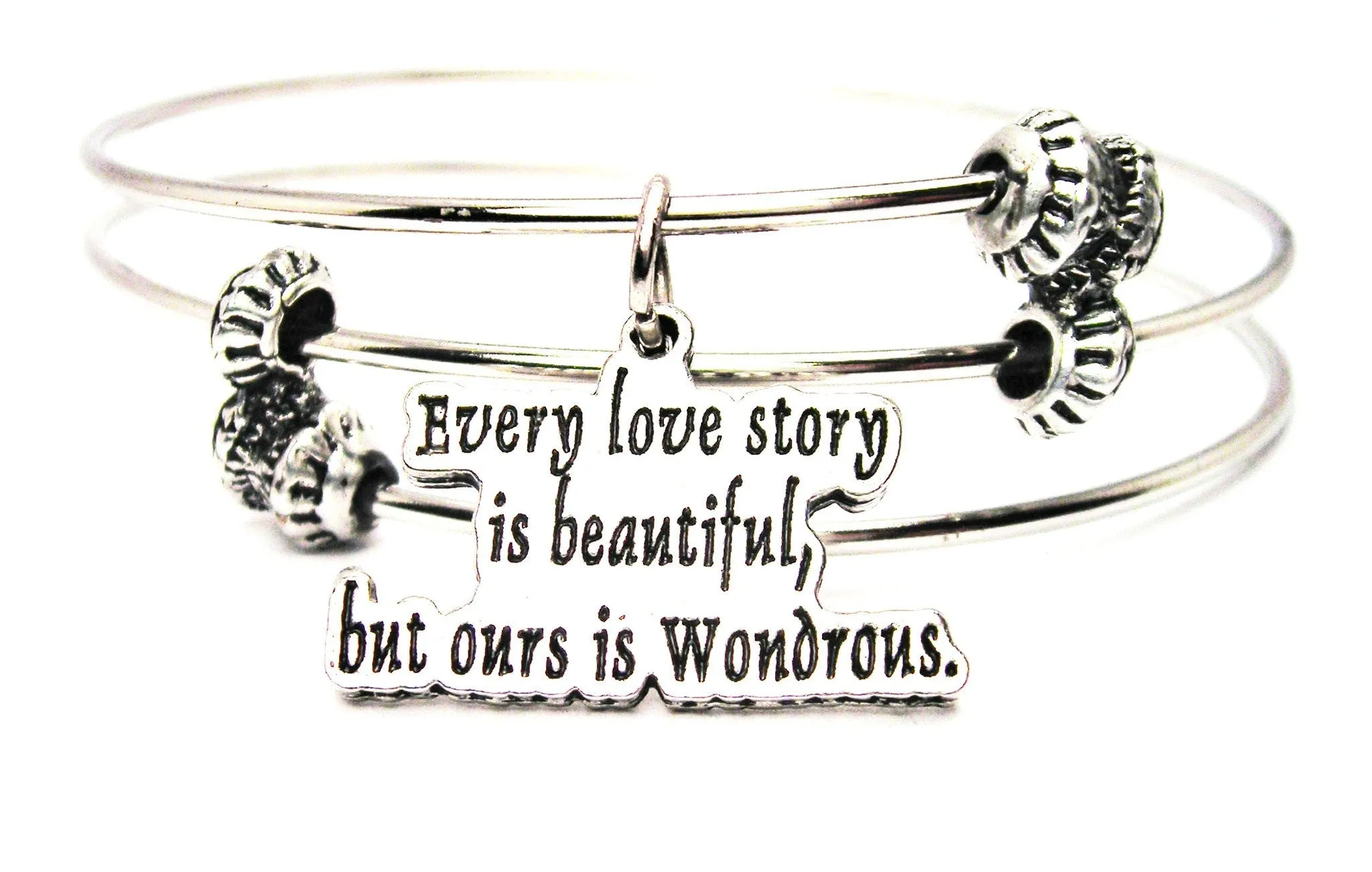 Every Love Story Is Beautiful, But Ours Is Wondrous Triple Style Expandable Bangle Bracelet