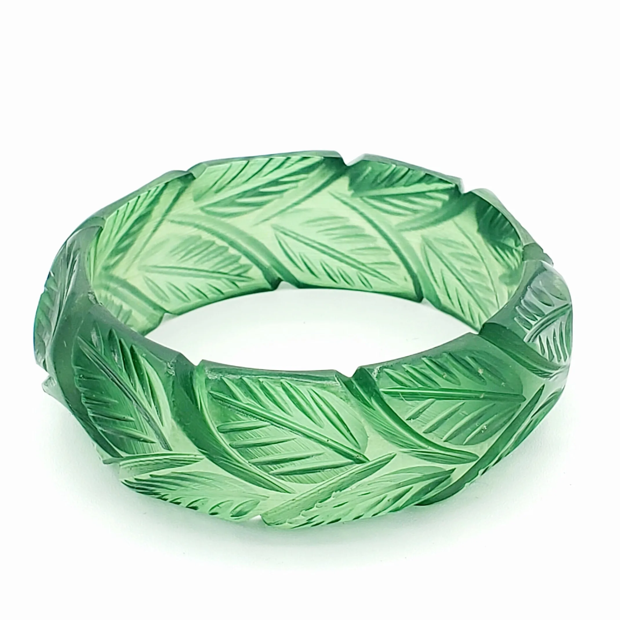 Frond Bangle in Leafy Green by Lucky Lou Shoes